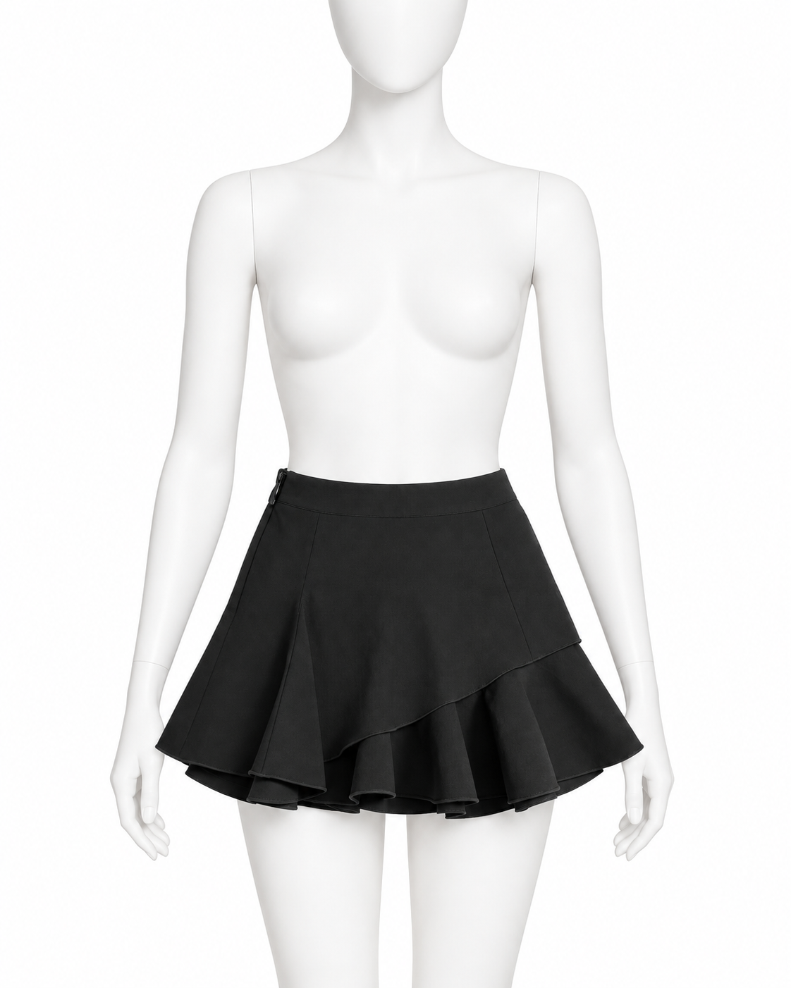 Victoria Beckham Black Wool Asymmetric Ruffle Mini Skirt UK 6 ladies