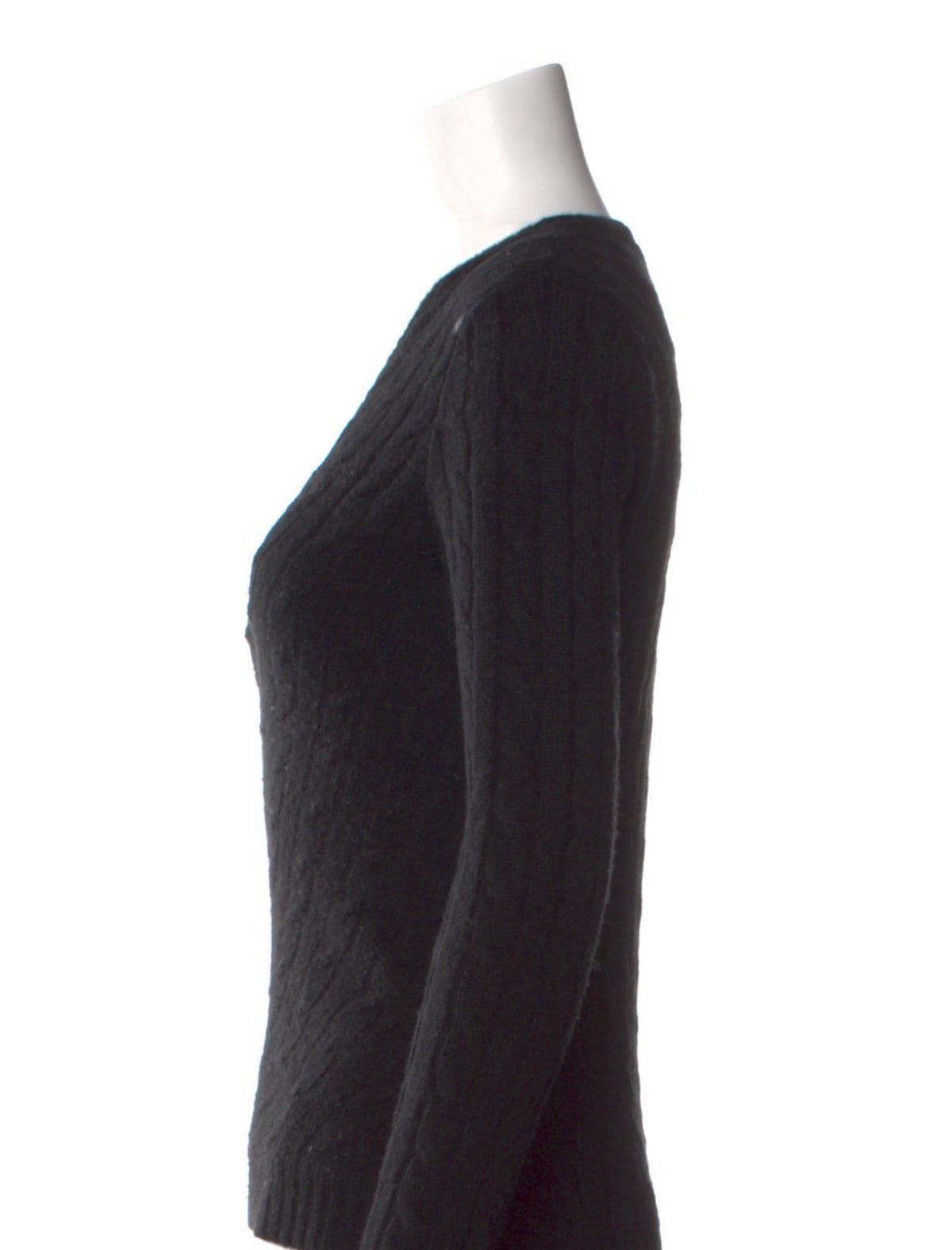 Ralph Lauren Black Label Pure Cashmere Cable Knit Pullover Jumper Sweater Sz XS ladies