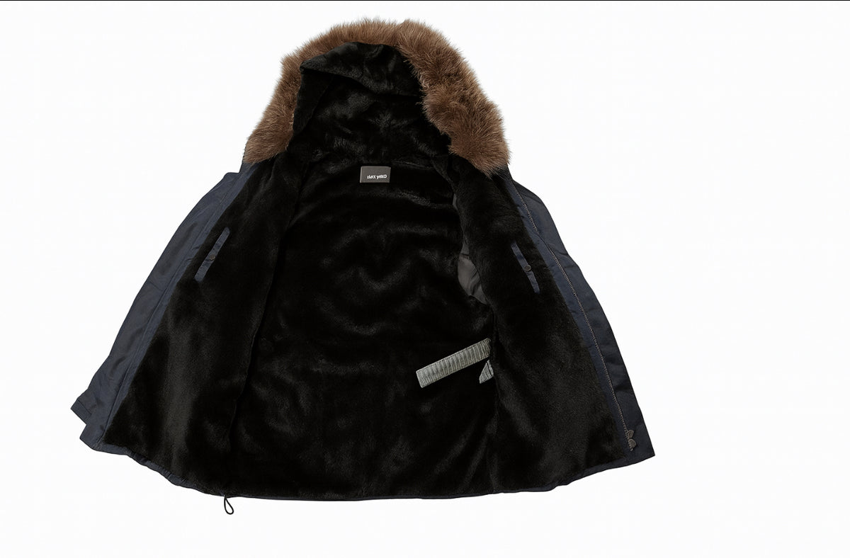 Yves Salomon Parka Iconic Fur Linen Jacket Size 48 Men