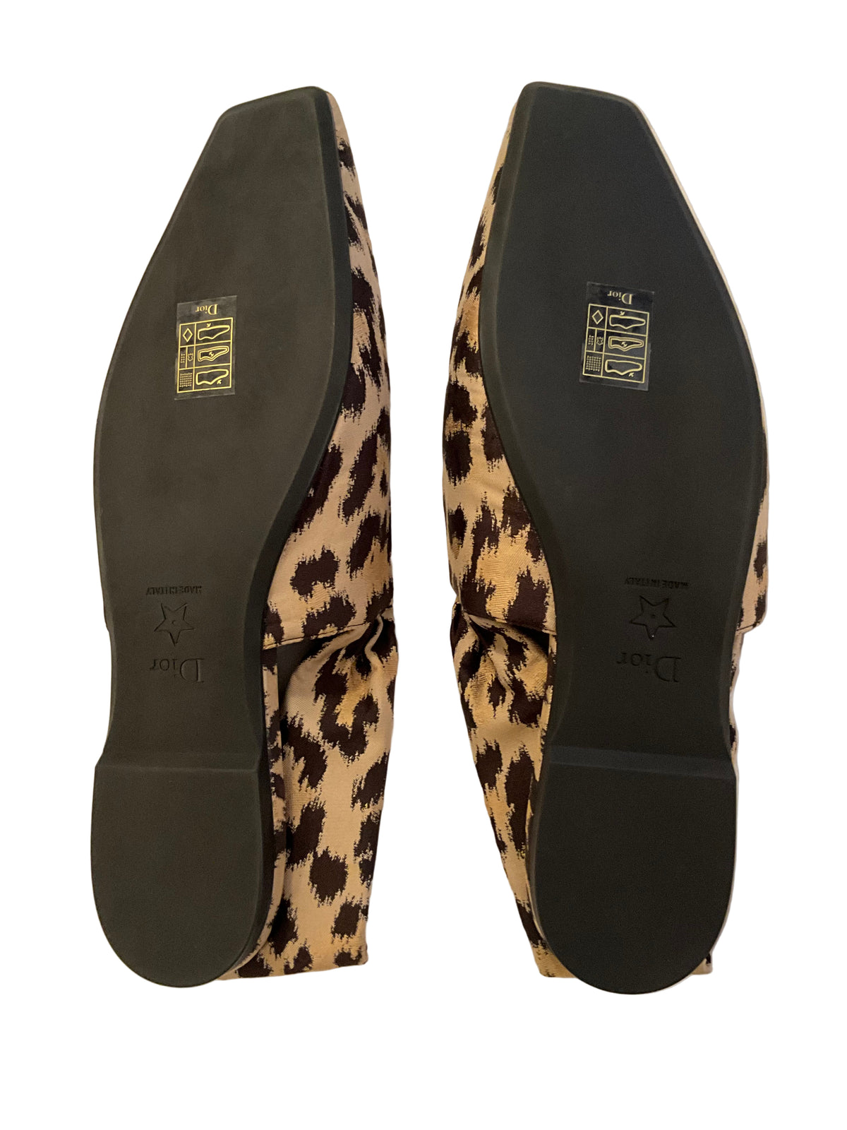 CHRISTIAN DIOR Nylon Leopard Print Mizza Slingback Flats Size 38.5 ladies