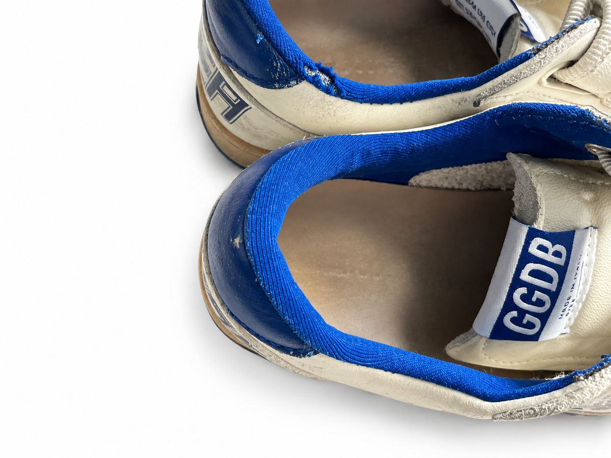 Golden Goose Ball Star Junior Leather Trainers – White & Blue children