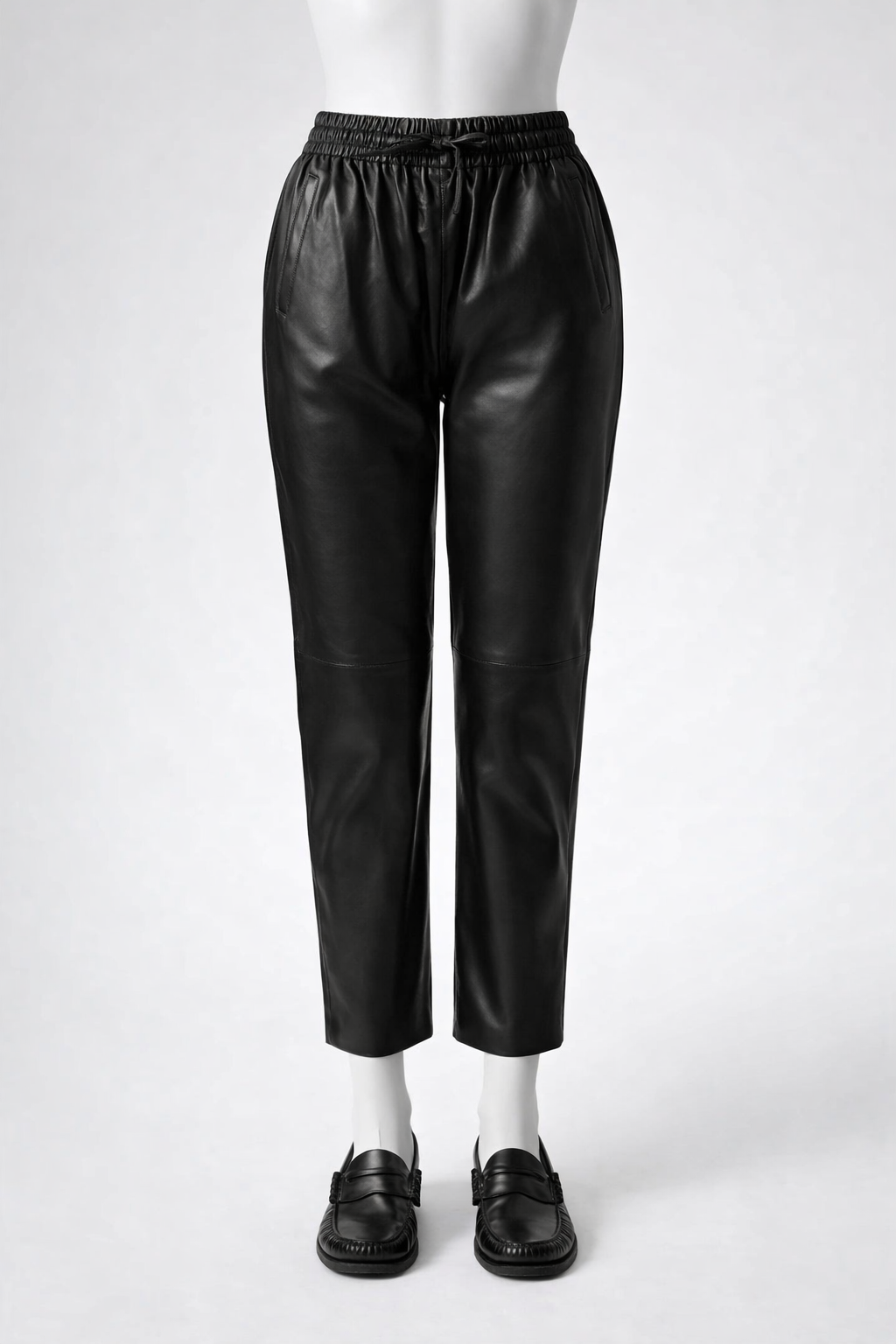 Kujten Lisa Black leather joggers pants trousers Size M medium ladies