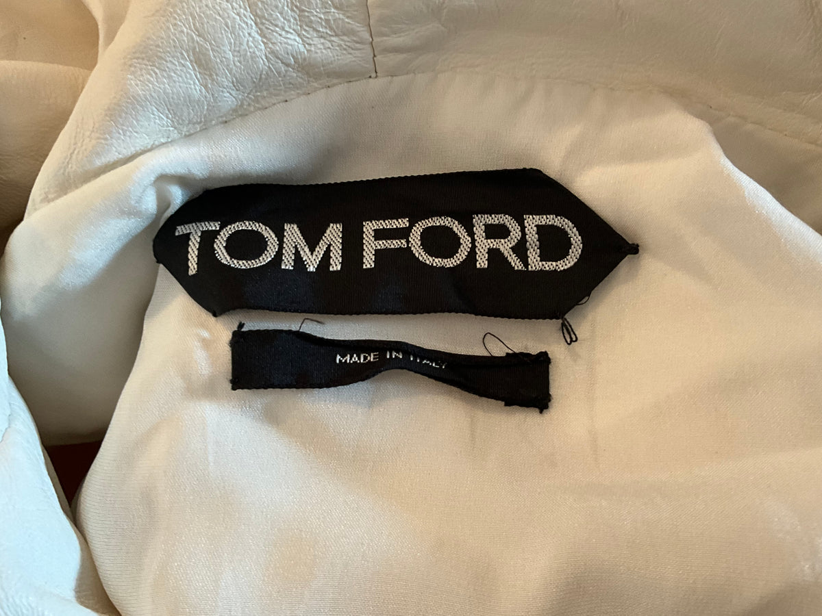 Tom Ford faux shearling fur bomber jacket with leather trim size XS ladies