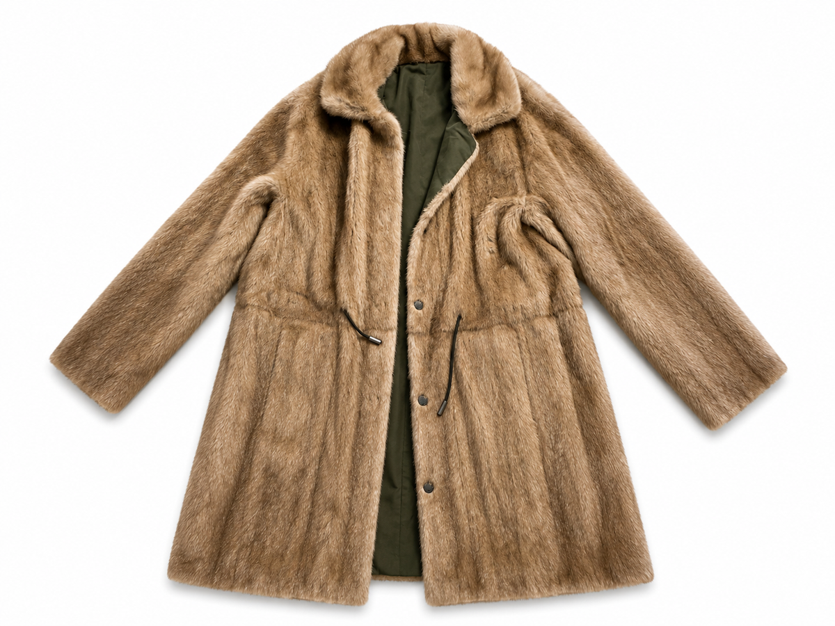 Yves Salomon Army Reversible Mink Fur & Technical Fabric Parka Coat – Khaki / Pastel – Size FR 32 ladies