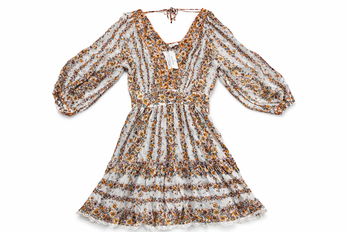 Poupette St Barth Mini Dress Aria - Lavender Waves Flowers Size XS ladies