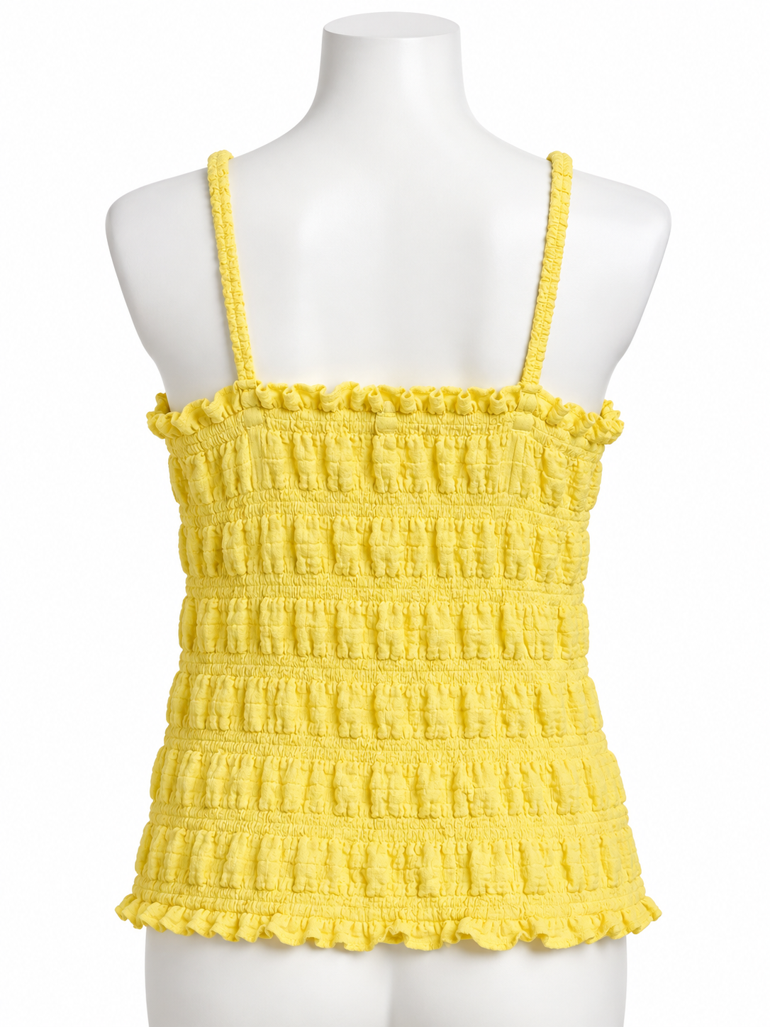 M&S Pale Yellow Textured Shirred Camisole Top – Size UK 12 ladies