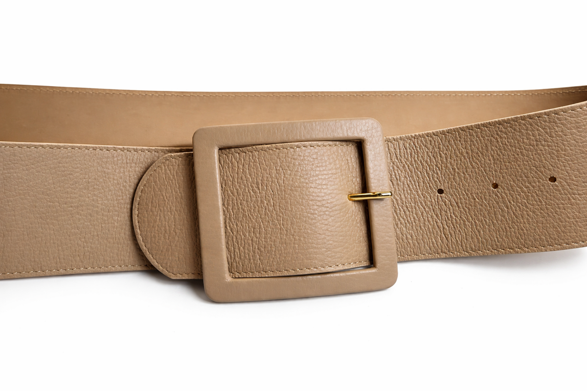 Franck Namani Beige Leather Wide Belt 80 ladies