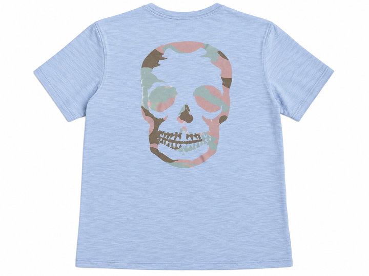 Zadig & Voltaire Stockholm Skull Print Sky Blue Cotton T-Shirt Size M men
