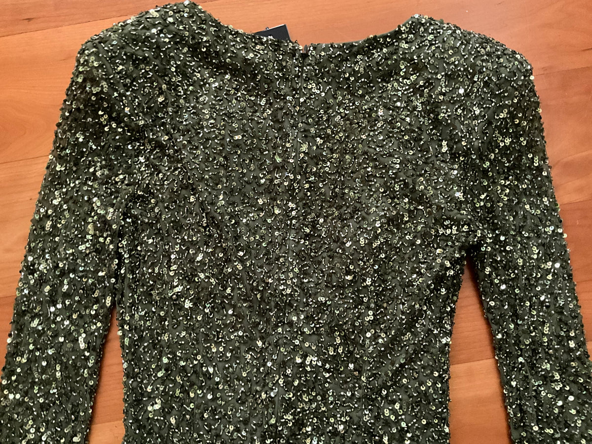 Retrofête Yael Sequin Tull Draped Mini Dress Size S small ladies