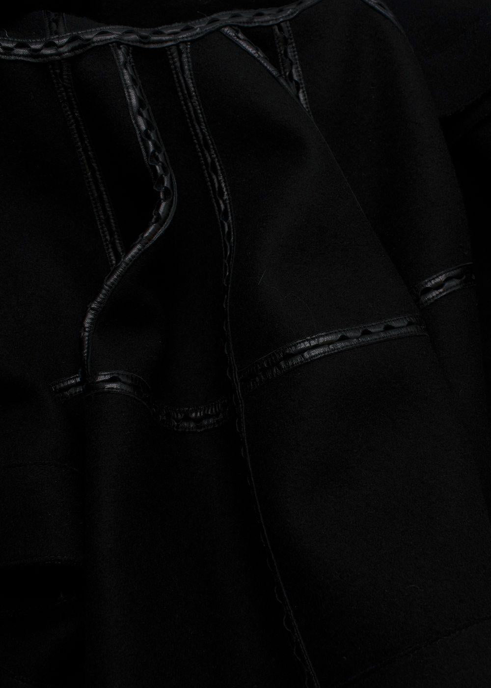 AZZEDINE ALAÏA ALAIA Wool Leather Trim Coat Fit & Flare F 38 US 6 UK 10 ladies