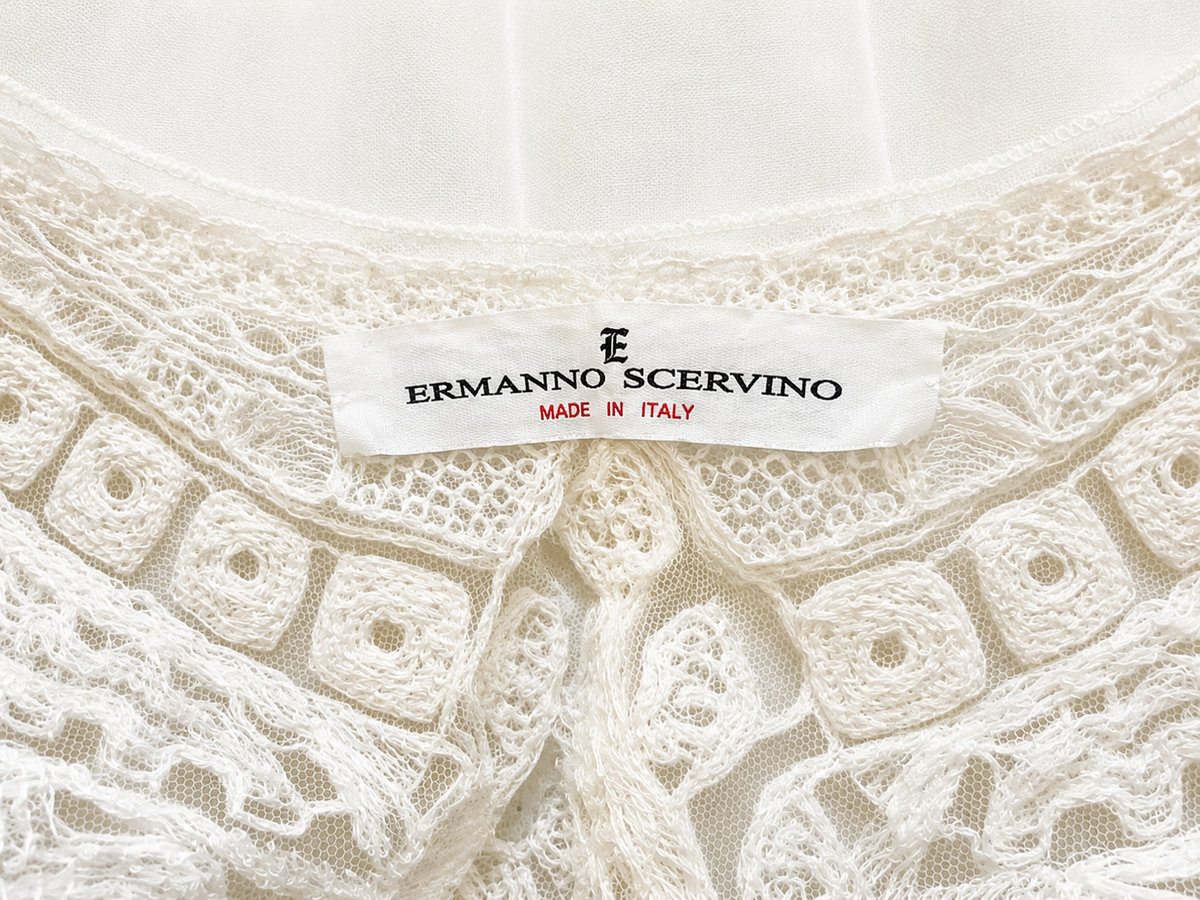 Ermanno Scervino Ivory Embroidered Top Size I 40 UK 8 US 4 ladies