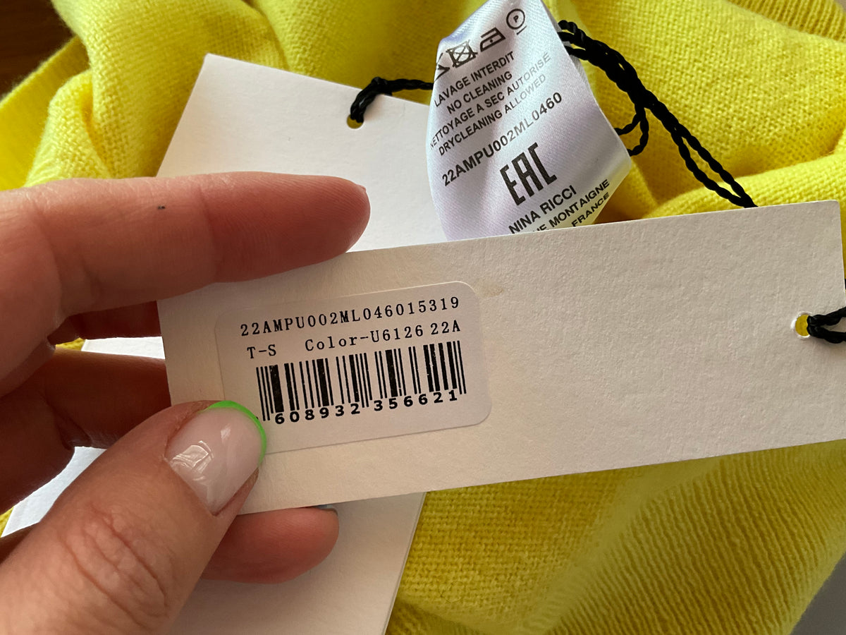 Nina Ricci Yellow Intarsia Pure Cashmere Jumper Sweater Size S Small ladies