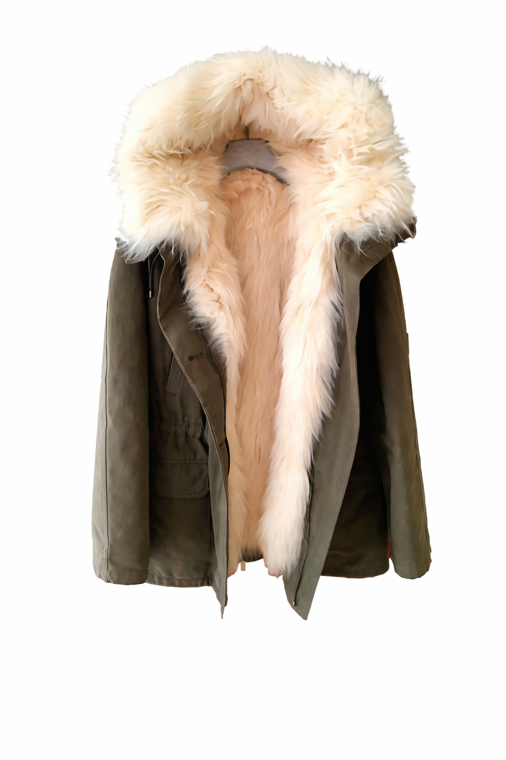Yves Salomon ARMY Reversible Fur Parka Jacket Size F 34 XS ladies