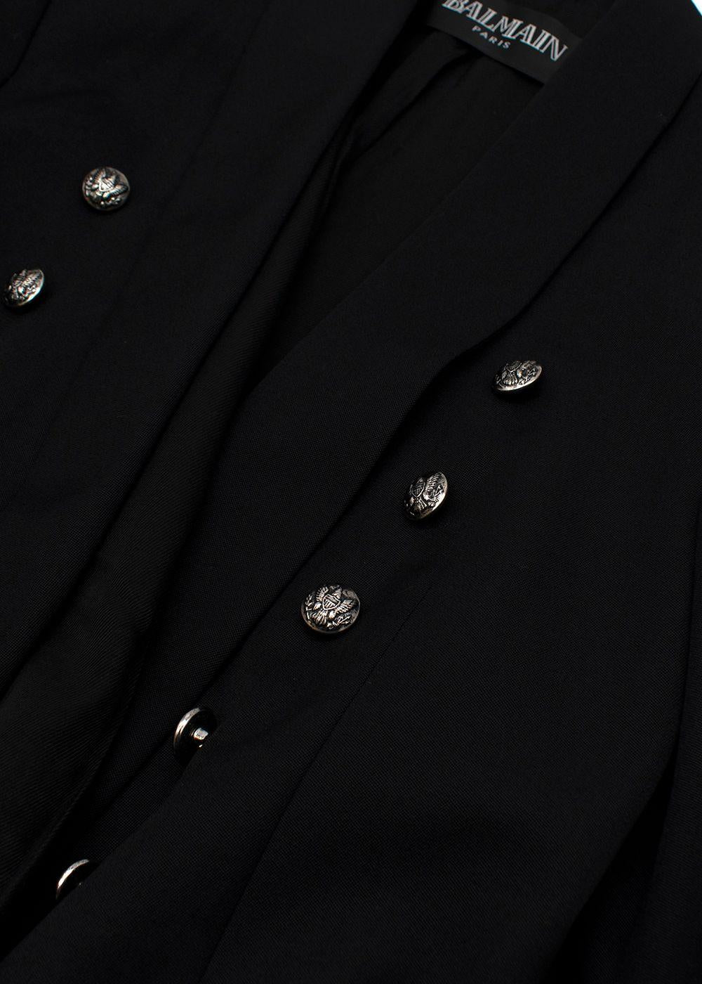 BALMAIN Black Military Jacket Gold Embellished Sleeves Blazer Size F 38 ladies