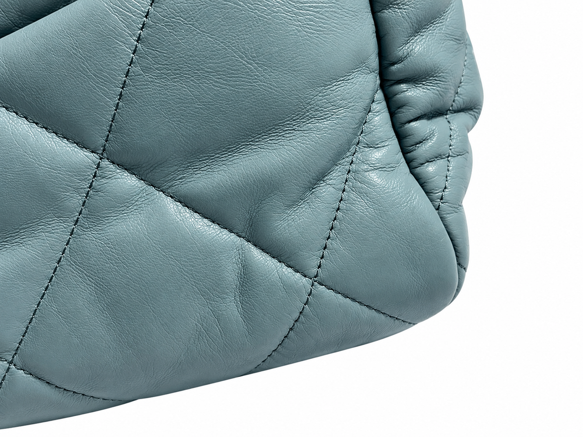 Chanel 19 Medium Quilted Lambskin Leather Flap Bag – Dusty Teal Blue ladies
