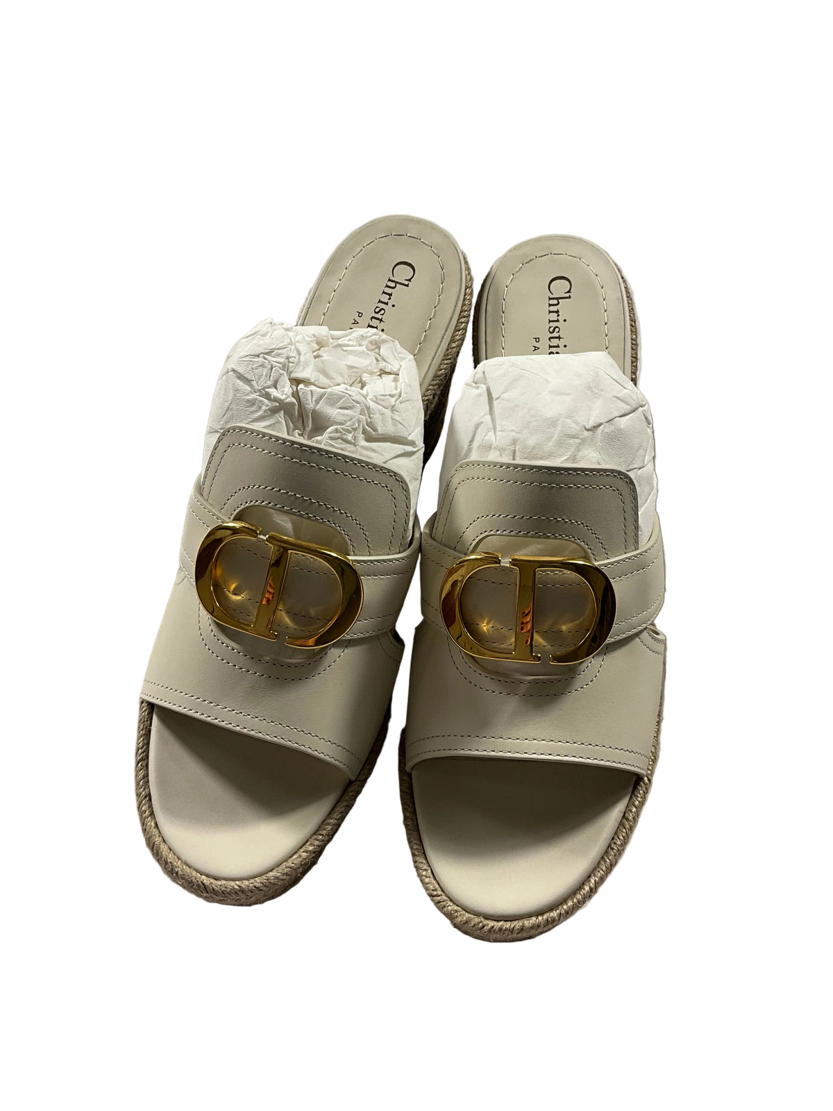 Christian Dior 30 Montaigne Wedge Slide Sandals Size 38 ladies