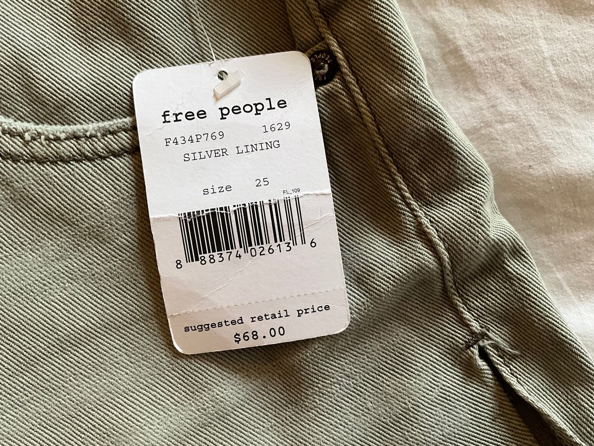 Free People Distressed Denim Shorts – Silver Lining – Size W25 ladies