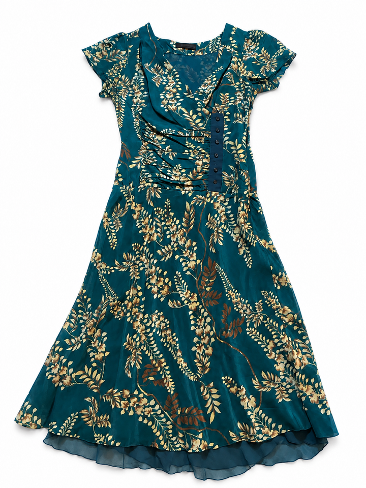 Ermanno Scervino Green Silk Floral Dress Size I 42 UK 10 US 6 S small ladies