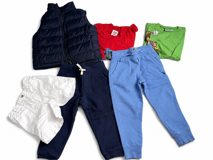 Kids Designer Clothing Lot – 6 Pieces (Age 3–4 Years) – Ralph Lauren, Uniqlo, Benetton Marvel, Paz Rodriguez & Transformers children