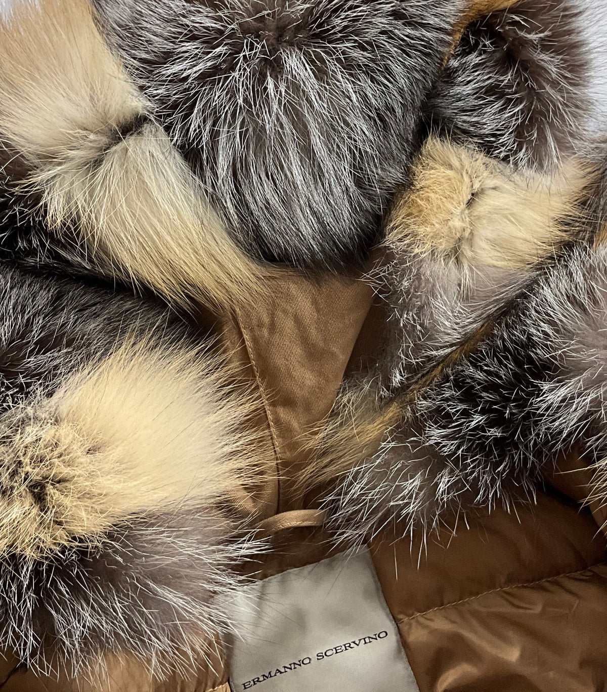 ERMANNO SCERVINO Brown Fur Parka Down Feathers Jacket Size 38 XS ladies