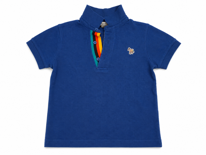 Paul Smith Junior Boys Blue Polo Shirt with Signature Stripe Placket – Age 5 Years children