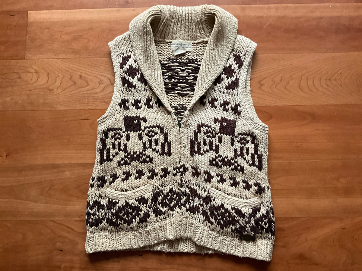 Ralph Lauren Denim & Supply Intarsia Linen Cotton Knit Vest Gilet Size M Medium ladies