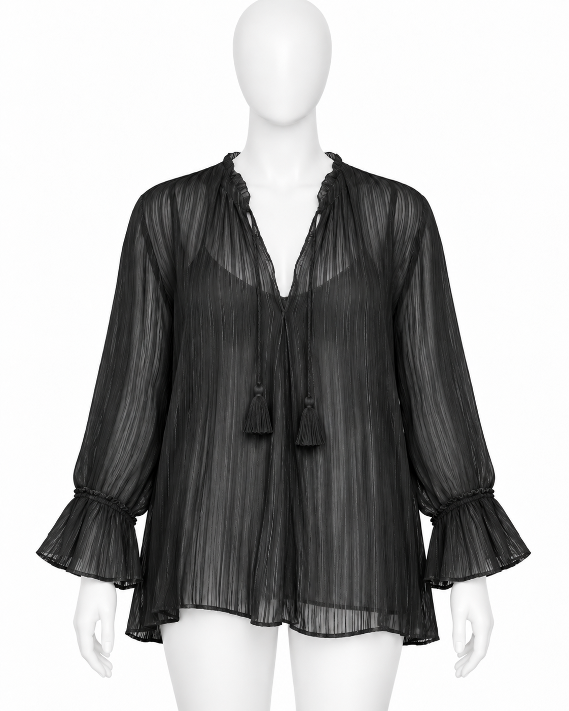 Etro Black Silk Sheer Blouse size I 38 XS ladies