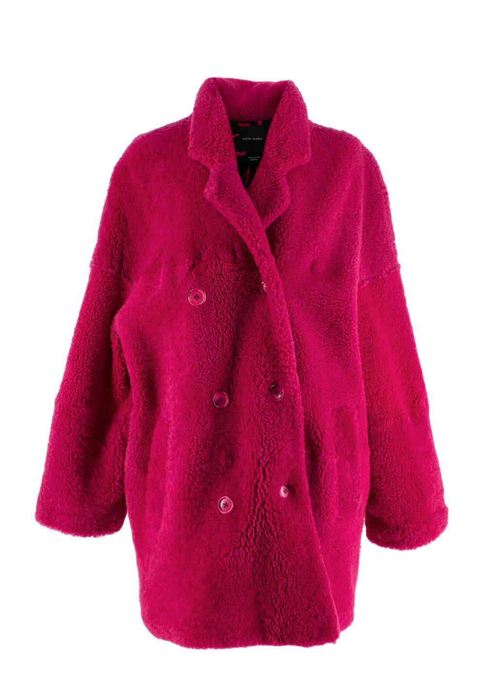 EACH X OTHER Pink Teddy Shearling Fur Coat Ladies