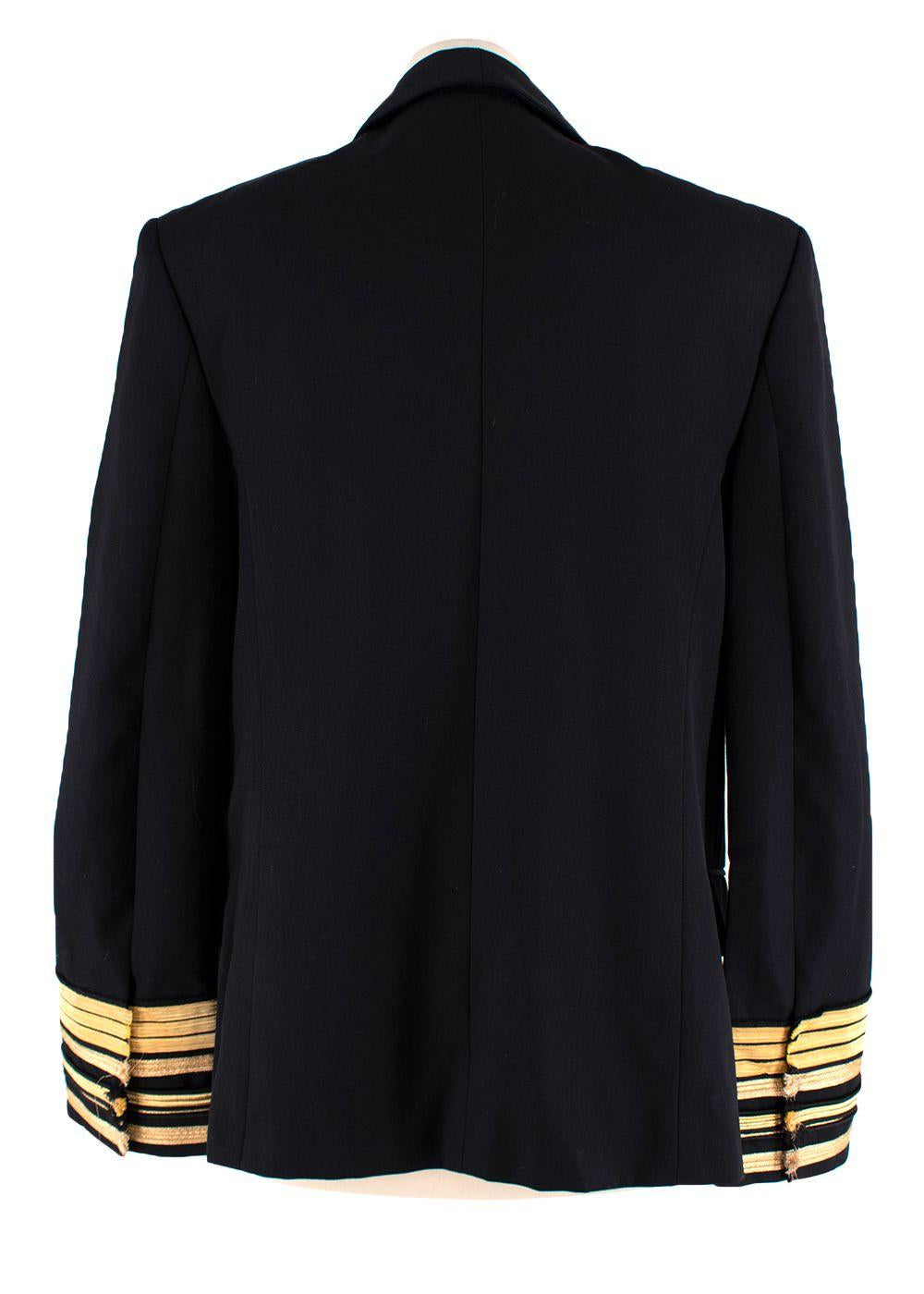 BALMAIN Black Military Jacket Gold Embellished Sleeves Blazer Size F 38 ladies