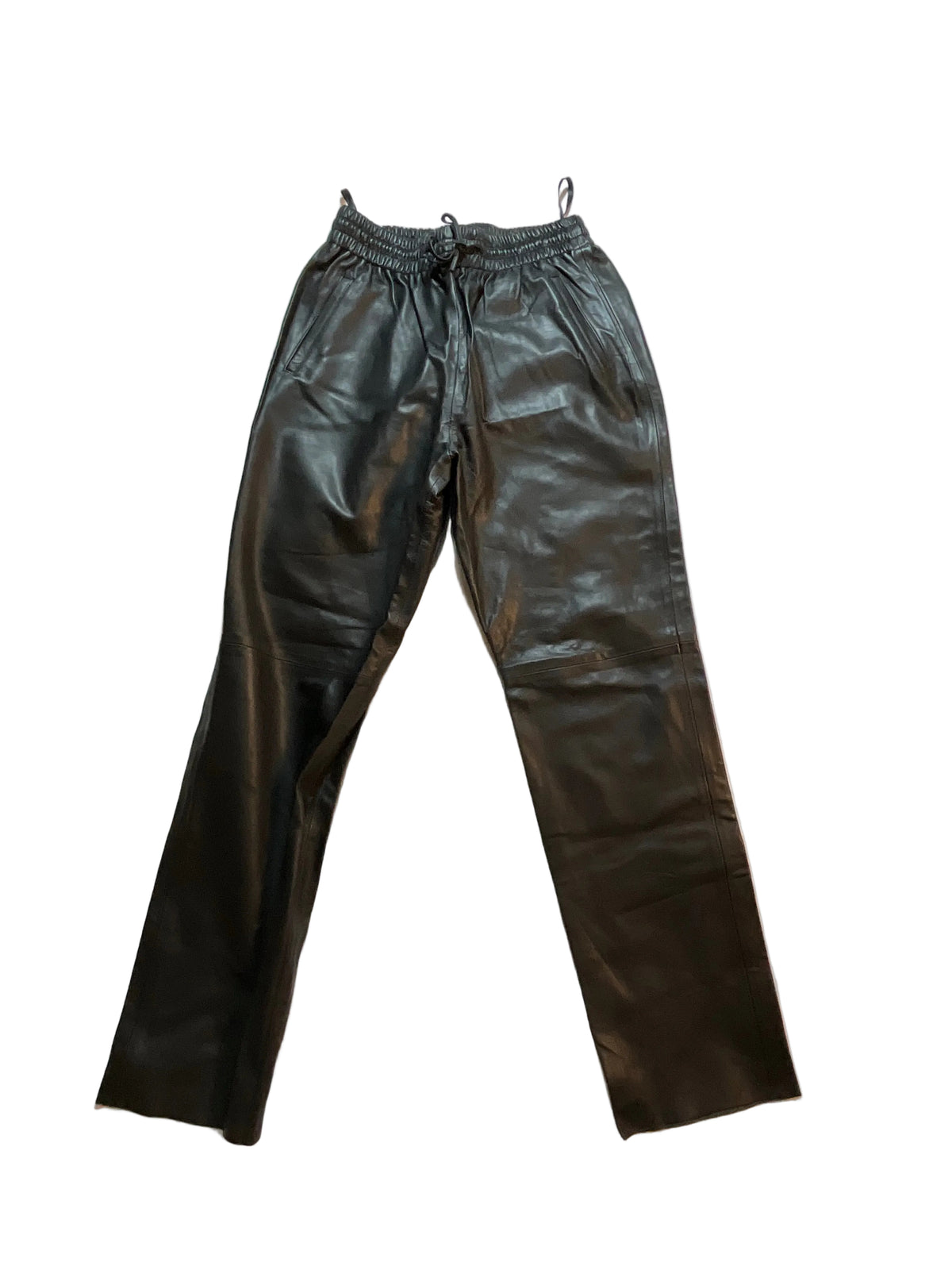 Kujten Lisa Black leather joggers pants trousers Size M medium ladies