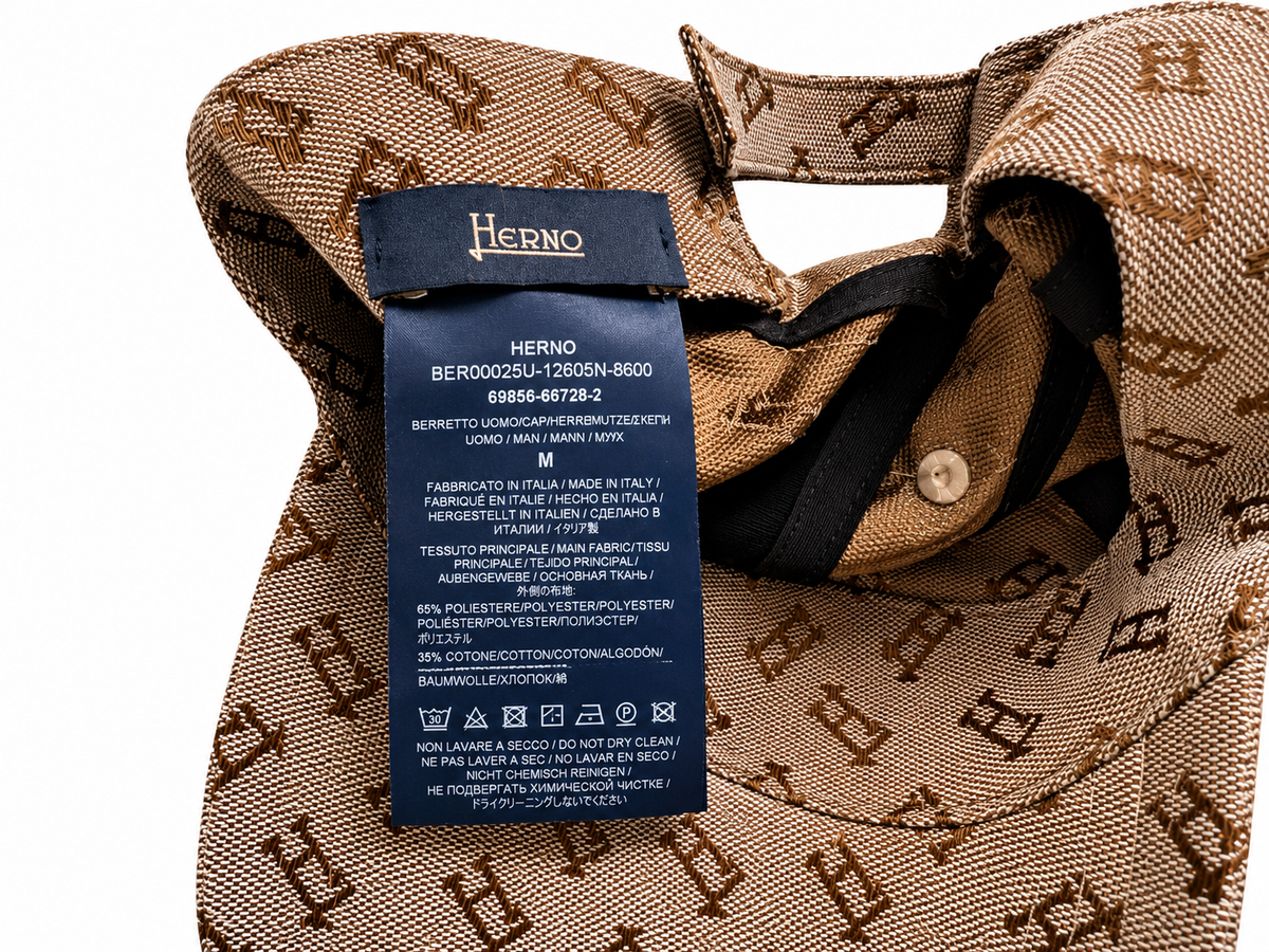 Herno Brown Monogram Jacquard Baseball Cap – Size M men