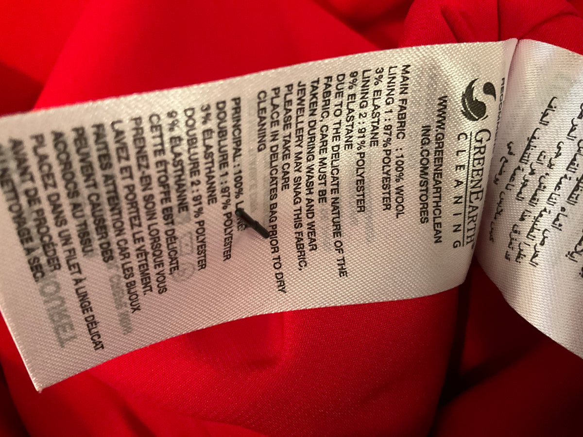 Roland Mouret Off-Shoulder Wool Crepe Mini Dress in Red size UK 12 US 8 L large ladies