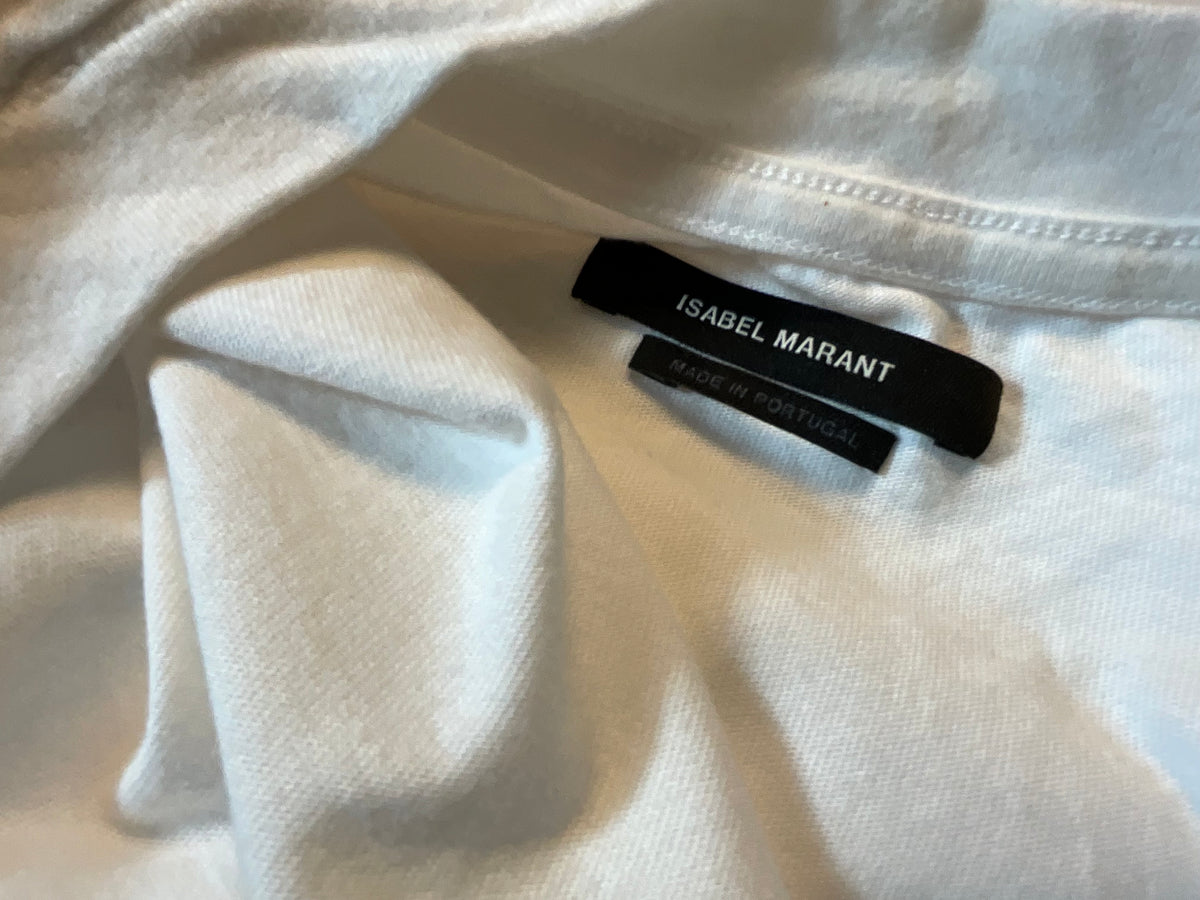 Isabel Marant Women's White V-Neck Cap Sleeve T-Shirt Top Size M medium ladies