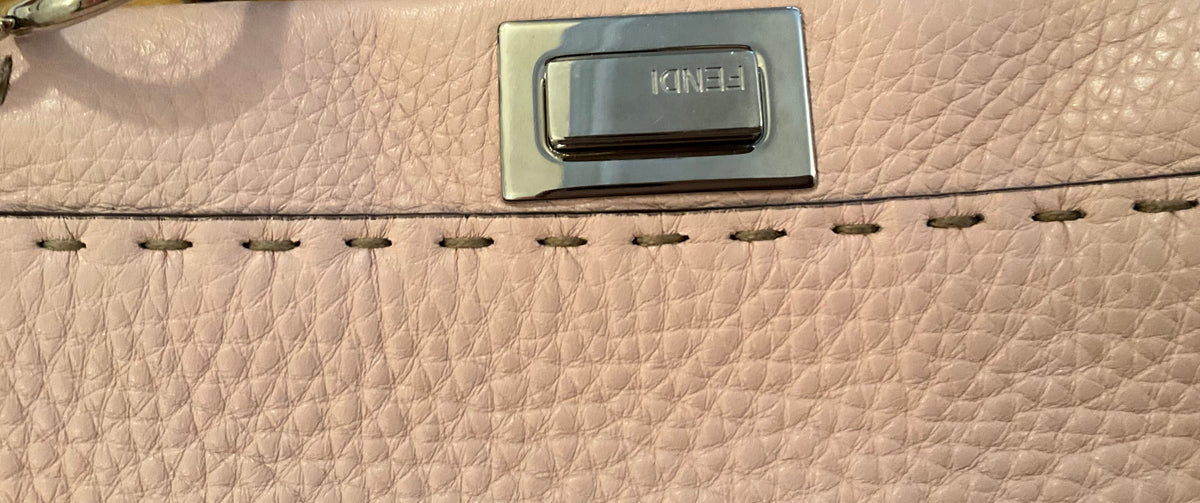 Fendi Pink Selleria Leather Mini Peekaboo Top Handle Bag Handbag ladies