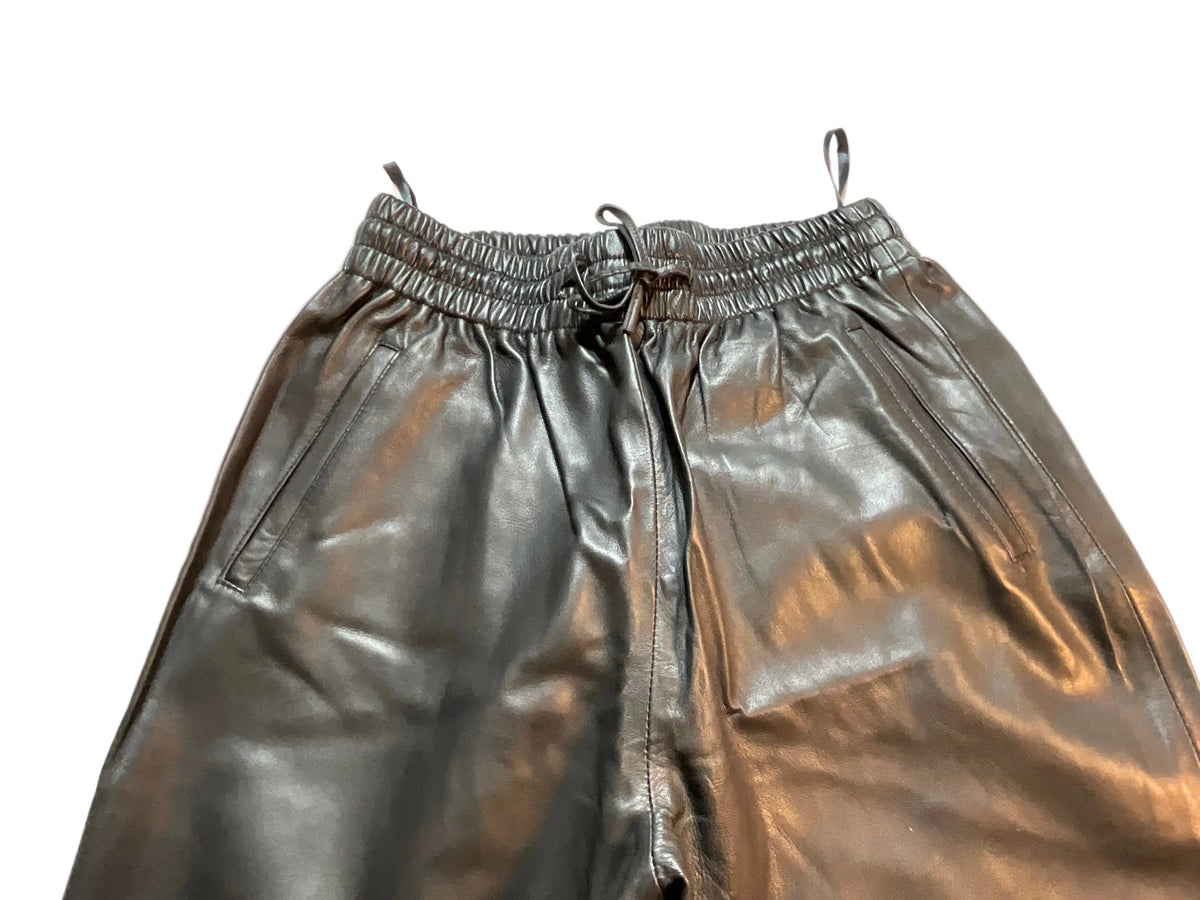 Kujten Lisa Black leather joggers pants trousers Size M medium ladies