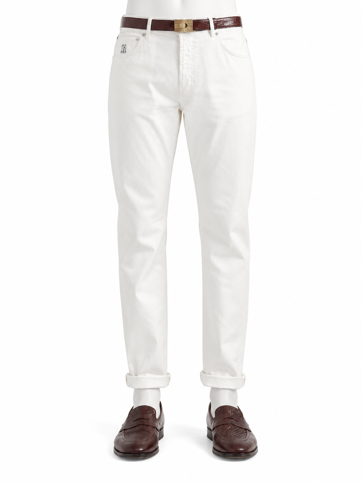 Brunello Cucinelli Men’s White Iconic Fit Straight-Leg Jeans – Size IT 48 men