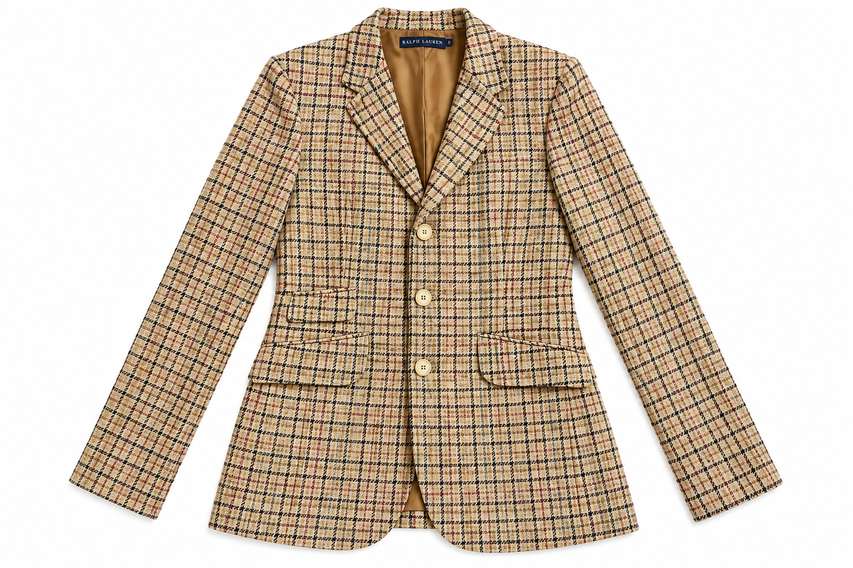 Polo Ralph Lauren Linen & Silk Checked Blazer – Size US 8 ladies