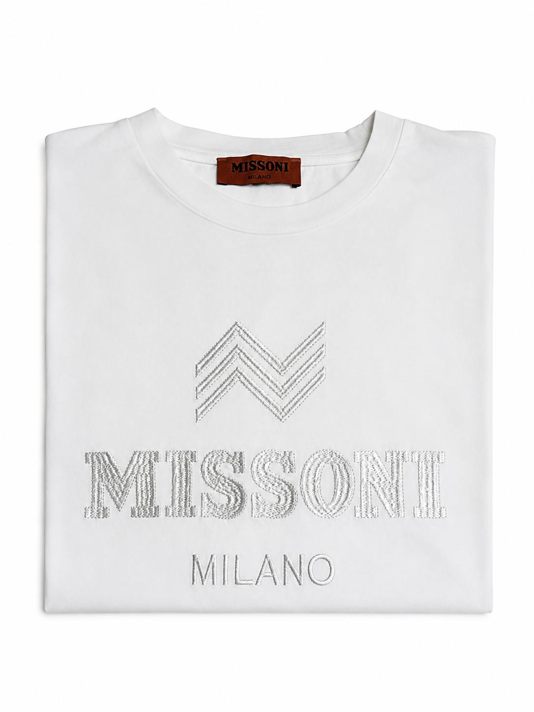 Missoni Milano White Embroidered Logo T-Shirt – Size M ladies