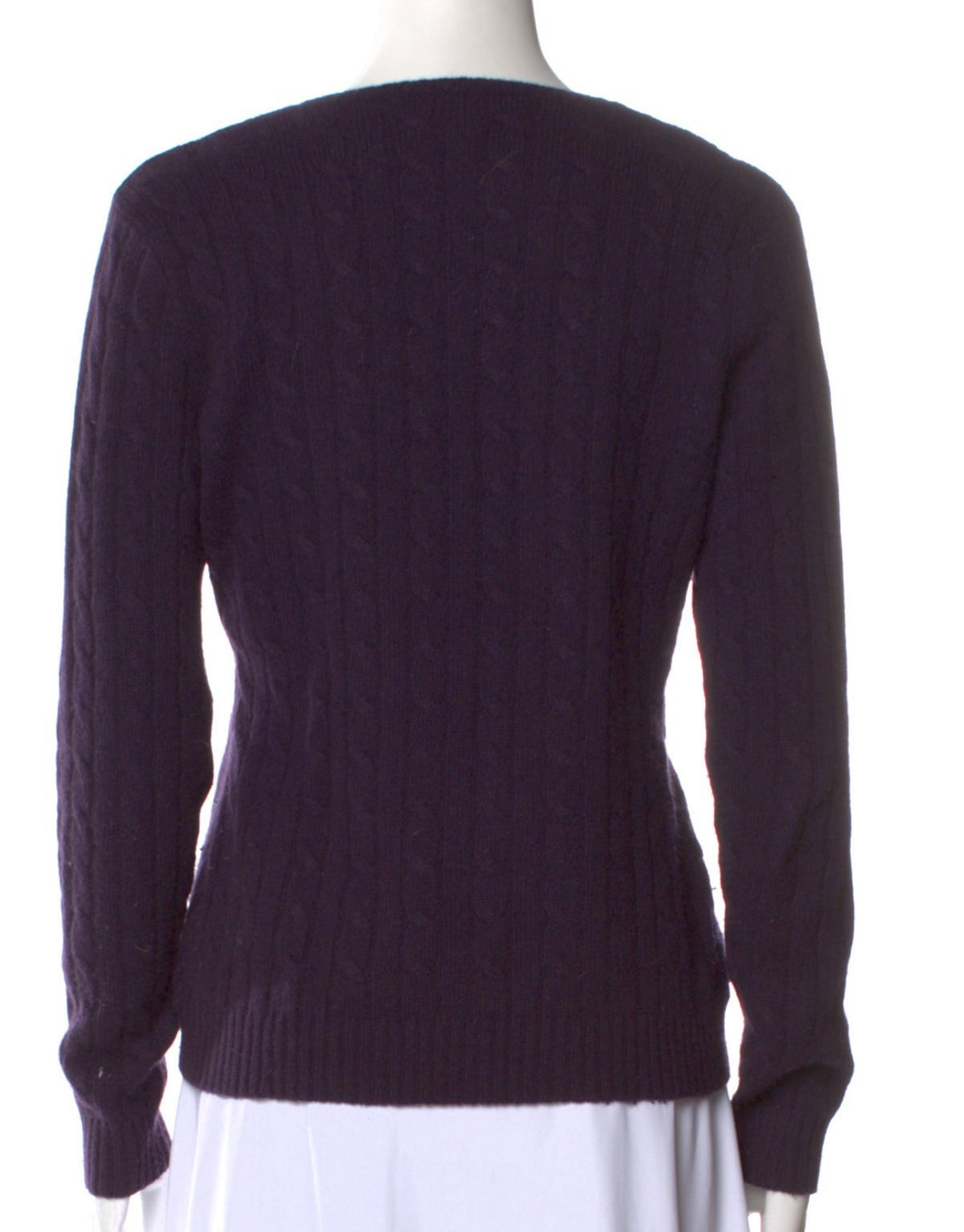 Ralph Lauren Black Label Pure Cashmere Cable Knit Pullover Jumper Sweater Sz XS ladies