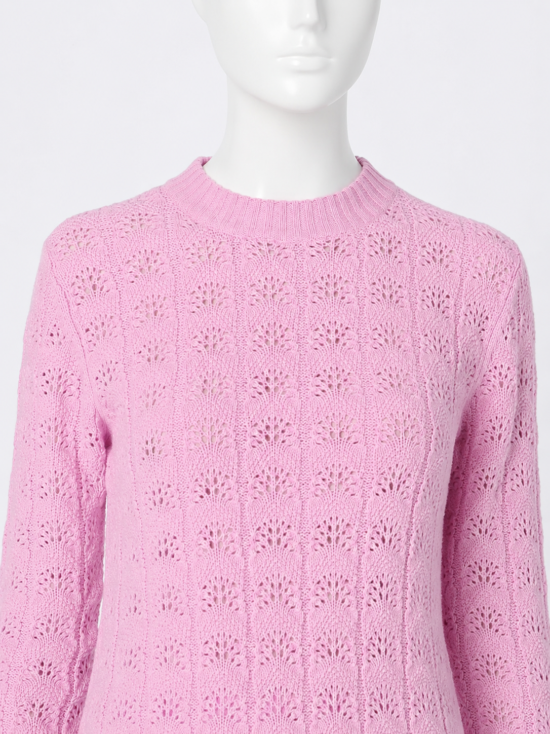 Sportmax Pink Wool & Cashmere Pointelle Knit Sweater – Size M ladies