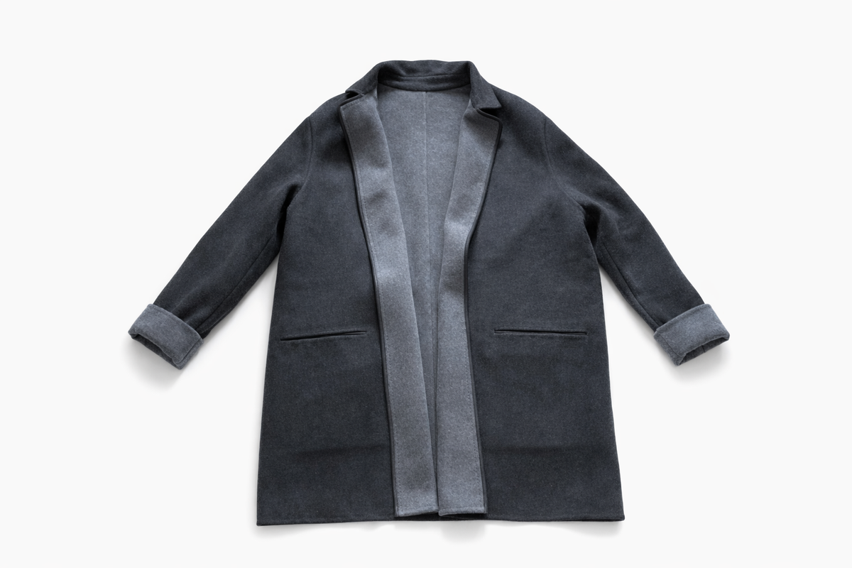LORO PIANA blue & navy cashmere JIMI REVERSIBLE LEATHER TRIM Jacket Size S ladies