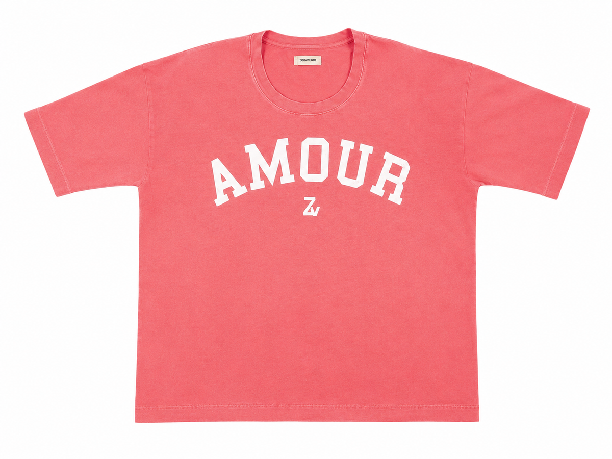 Zadig & Voltaire Portland AMOUR Oversized Pink Cotton T-Shirt | ladies