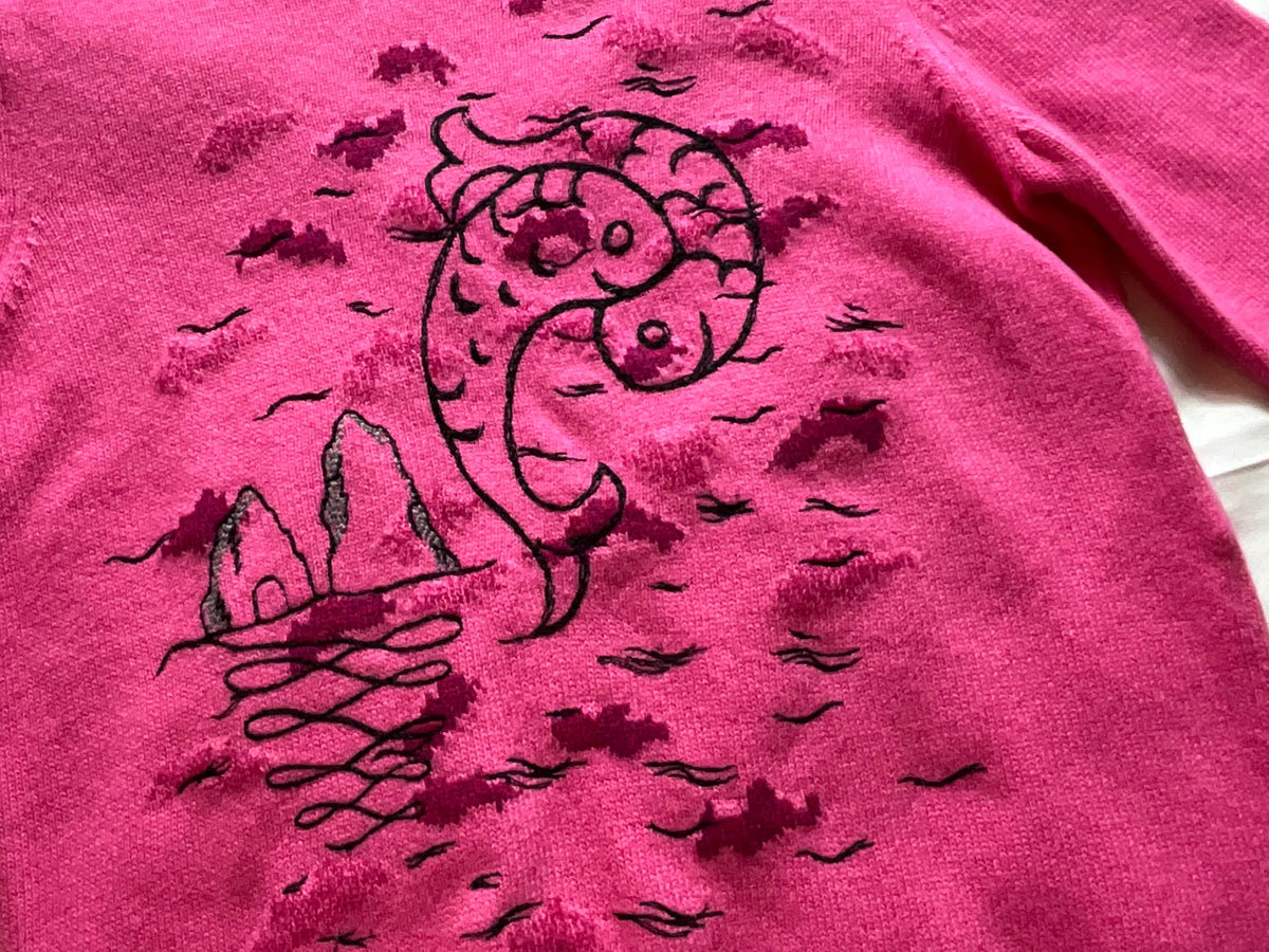 Emilio Pucci Pink Fuchsia Zodiac Pisces Pullover Jumper Sweater Size M medium ladies