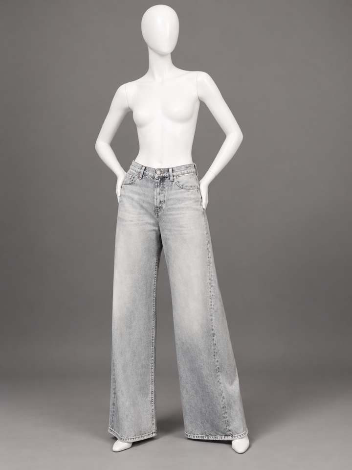 Rag & Bone Miramar High-Rise Wide-Leg Cotton Terry Jeans – Size 28 ladies