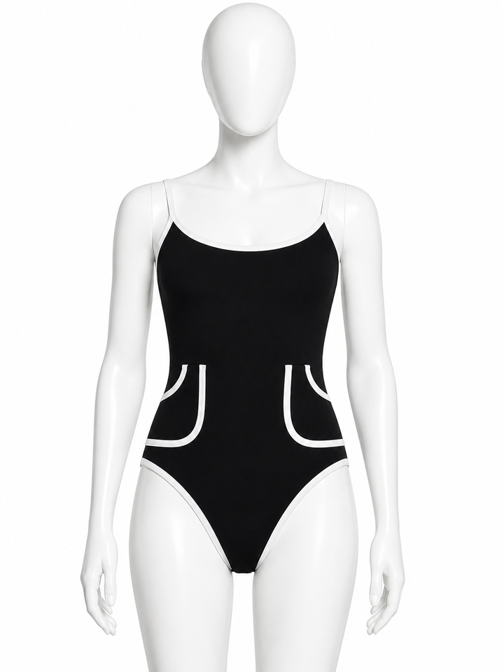 ERES Contrast-Trim One-Piece Swimsuit – Black & White ladies