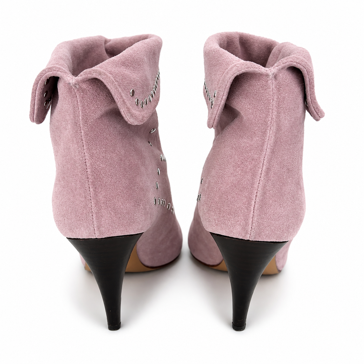 Isabel Marant Lisbo Studded Story Short Boots in Lilac Suede Leather Size 38 ladies