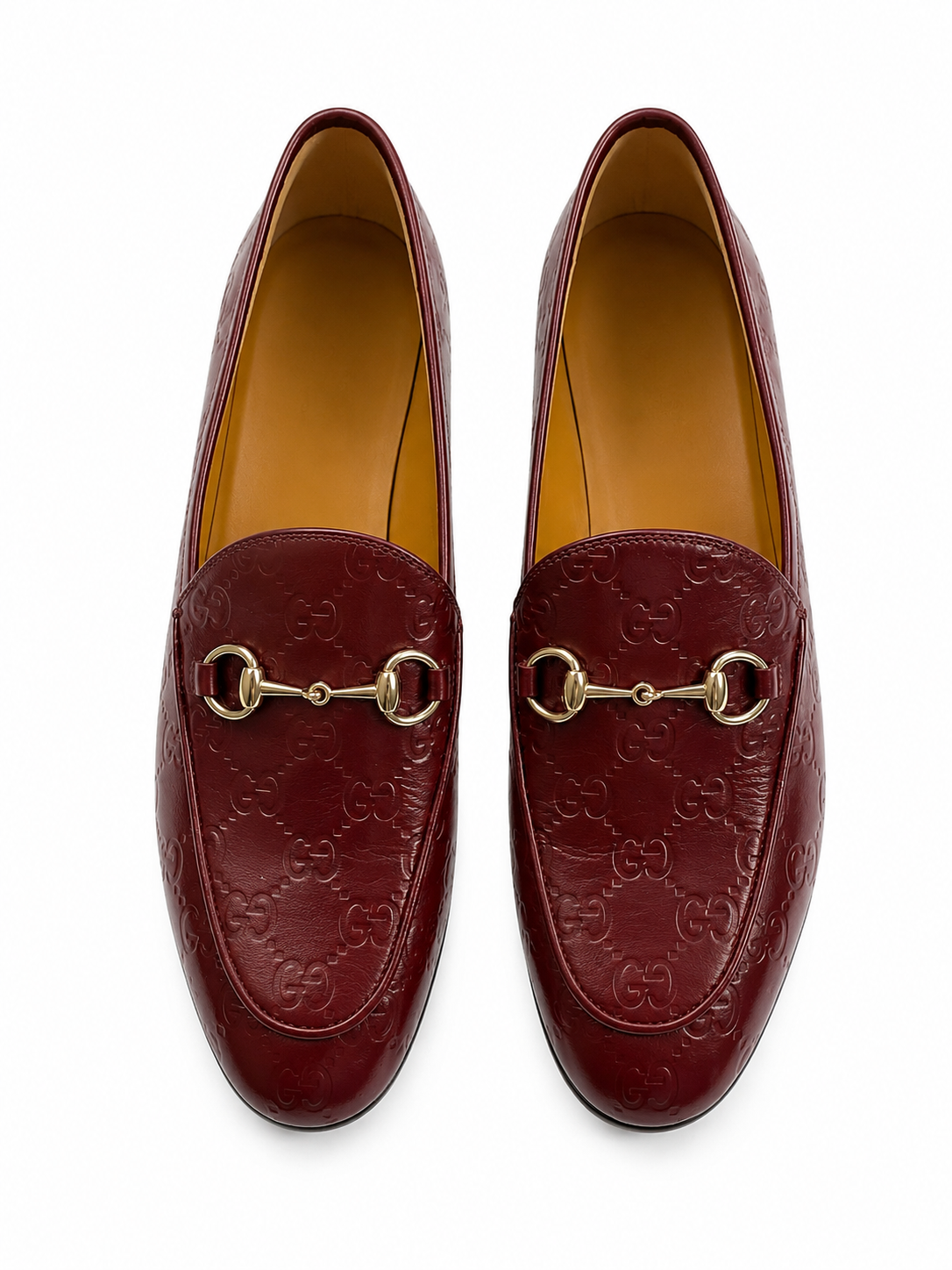 Gucci Jordan loafers in burgundy leather with embossed GG logo shoes size 38 1/2 ladies