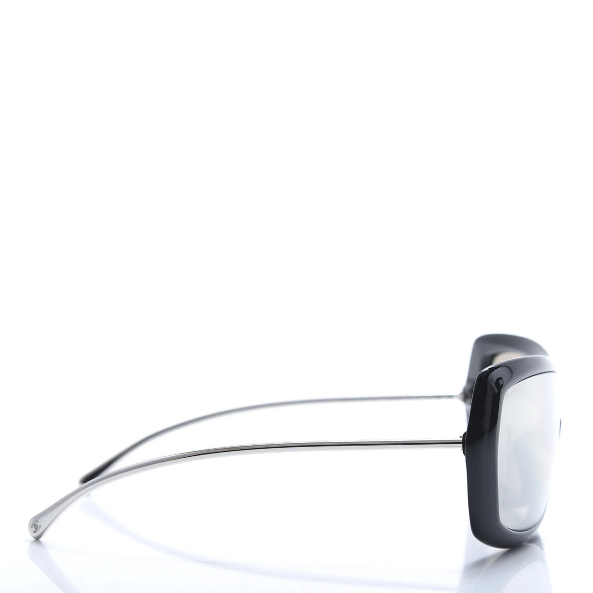 Chanel Acetate Silver Metal Shield Sunglasses 71336 Black ladies