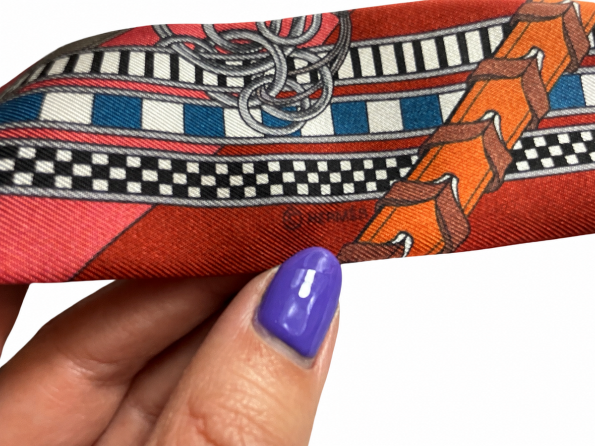 Hermès Brides et Gris Gris Silk Twilly Scarf ladies
