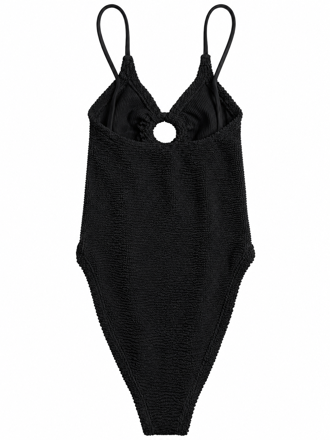 Hunza G Cristal Black Crinkle Cut-Out One-Piece Swimsuit – One Size ladies